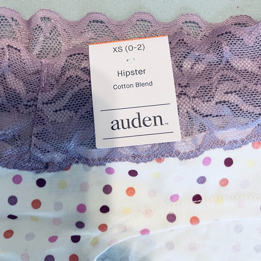 NWT Auden Cotton Blend Lace Polka Dot Hipster Undies / XS - Picture 3 of 4